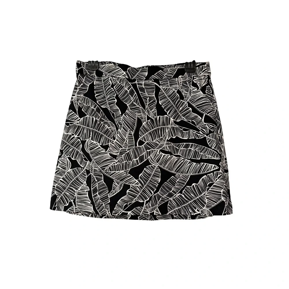 Rafaella Womens Black White‎ Tropical Leaf Print Skort Size S/CH